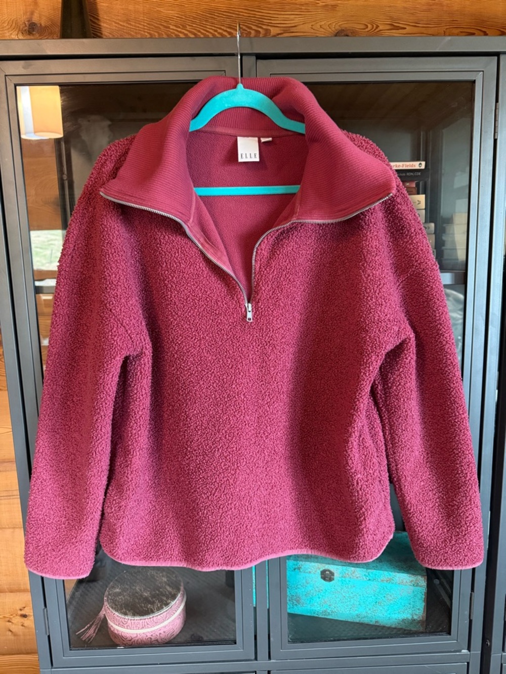 Elle Sherpa Quarter-Zip Pullover - Deep Berry